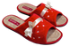 Женские открытые тапочки БЕЛСТА из велюра красного цвета украшены атласным бантиком и вышивкой - 1