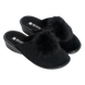 Женские закрытые тапочки БЕЛСТА из чёрного велюра украшены мехом - 1
