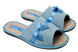 Женские открытые тапочки БЕЛСТА из вельвета голубого цвета украшены голубой атласной лентой с бантиком - 1