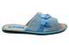 Женские открытые тапочки БЕЛСТА из вельвета голубого цвета украшены голубой атласной лентой с бантиком - 3