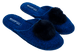Женские закрытые тапочки БЕЛСТА из синего войлока украшены мехом - 1