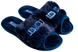 Женские открытые тапочки БЕЛСТА из синего велюра украшены мехом и велюровым пояском - 1