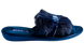 Женские открытые тапочки БЕЛСТА из синего велюра украшены мехом и велюровым пояском - 3