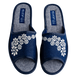 Женские открытые тапочки БЕЛСТА из текстиля синего цвета украшены цветочной вышивкой - 2