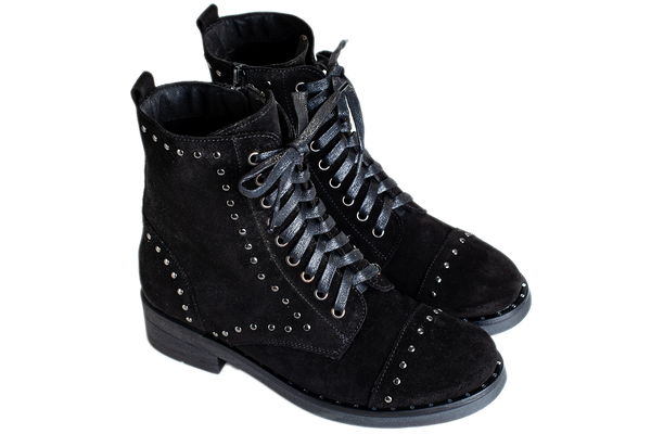 Женские демисезонные ботиночки БЕЛСТА из натурального замша чёрного цвета - 1