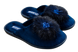 Женские закрытые тапочки БЕЛСТА из синего велюра украшены мехом - 1